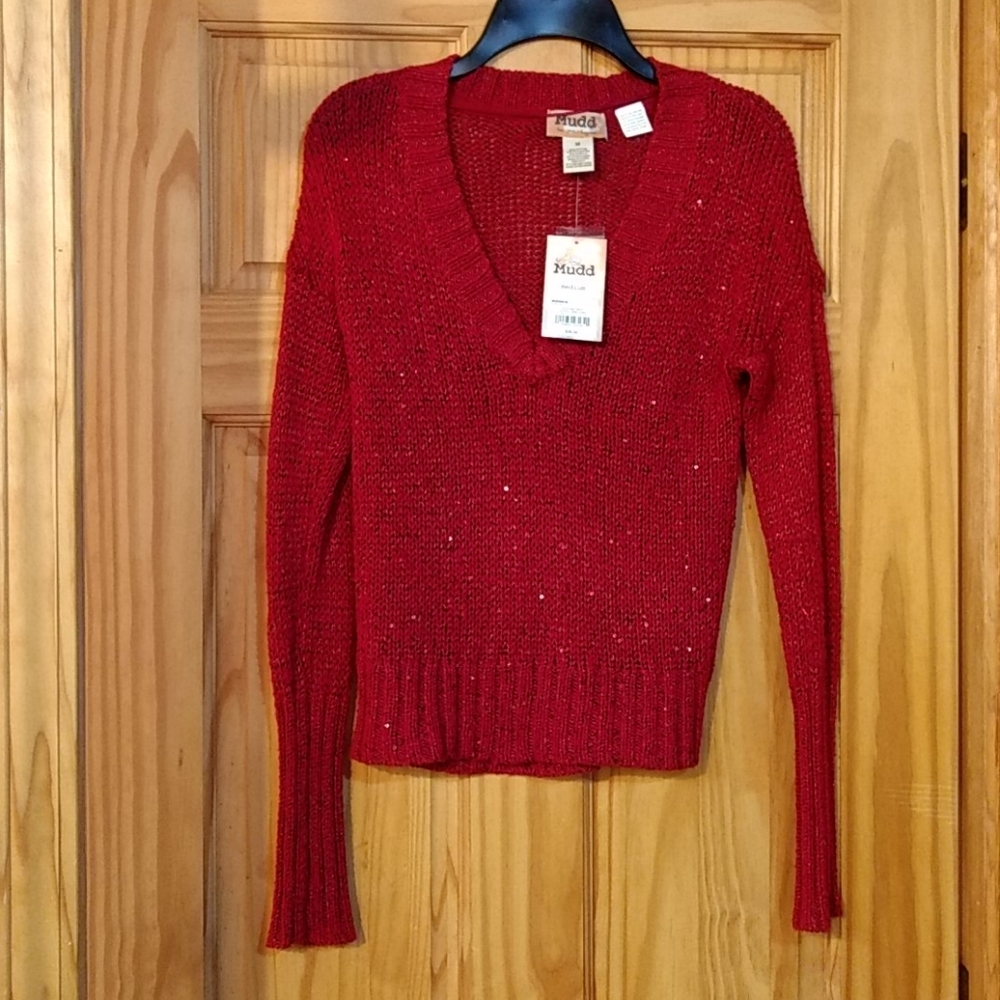 New Red Sweater with red metallic & sequins